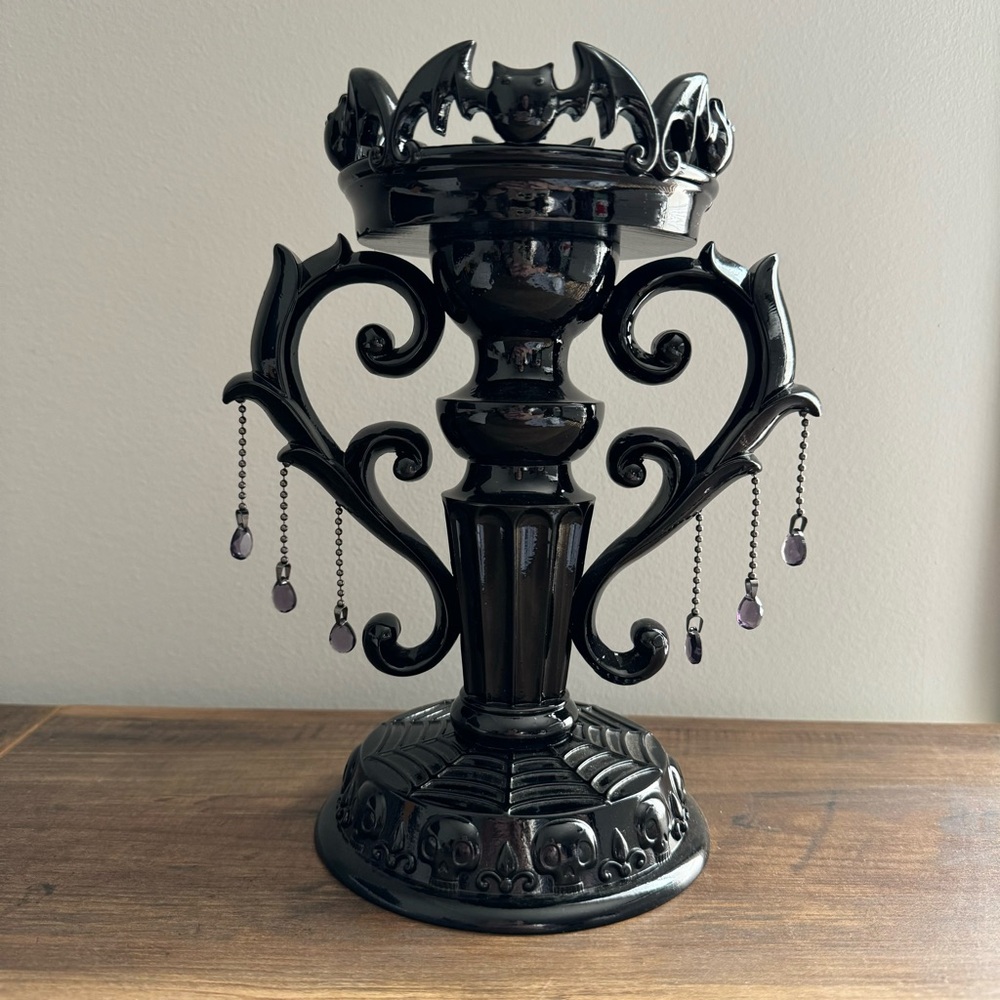 Bath & Body Works Halloween Black Purple Bat Candelabra Candle Pedestal Holder 1 - Picture 5 of 11